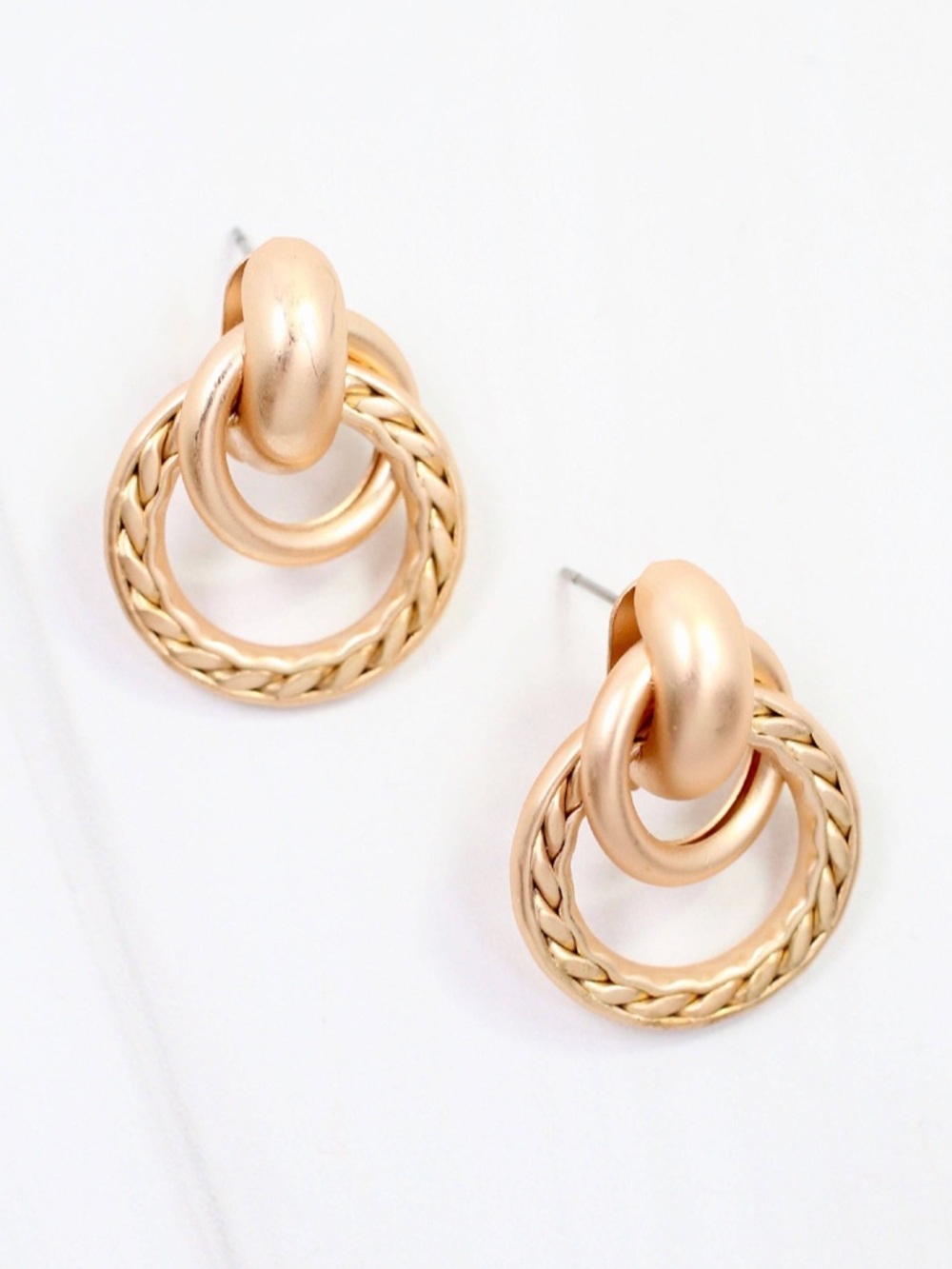 Caroline Hill Gold Matte Coosa Twisted Double Loop Earring